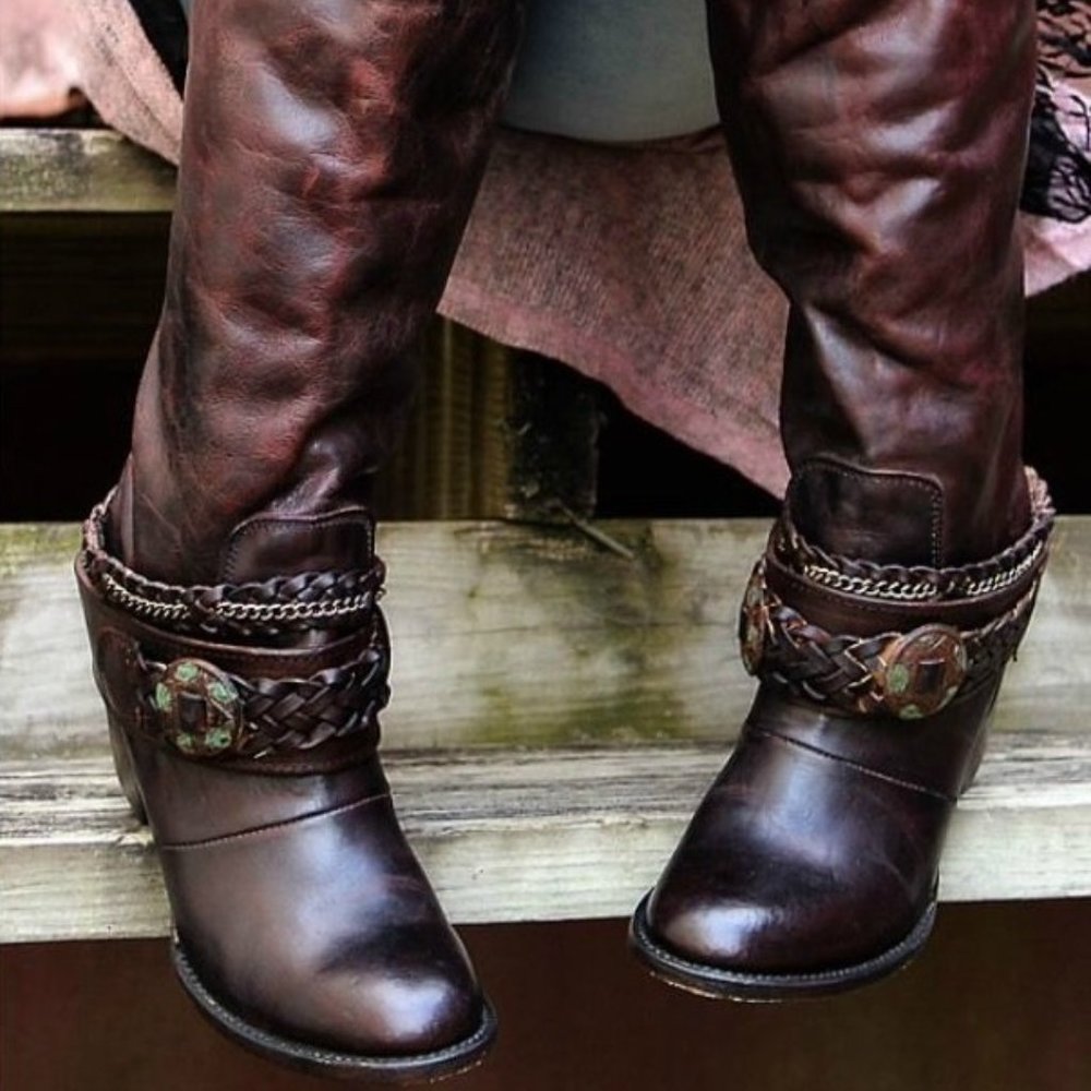 FREEBIRD BY STEVEN BREK BRECK HARNESS BOOTS IN BLACK